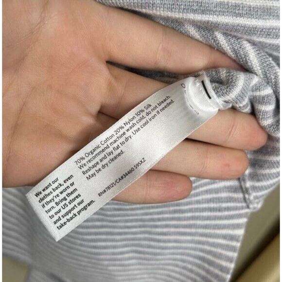 Eileen Fisher Women’s Gray Sz PS Striped 70% Organic Cotton/Silk Blend Sweater - Picture 8 of 8